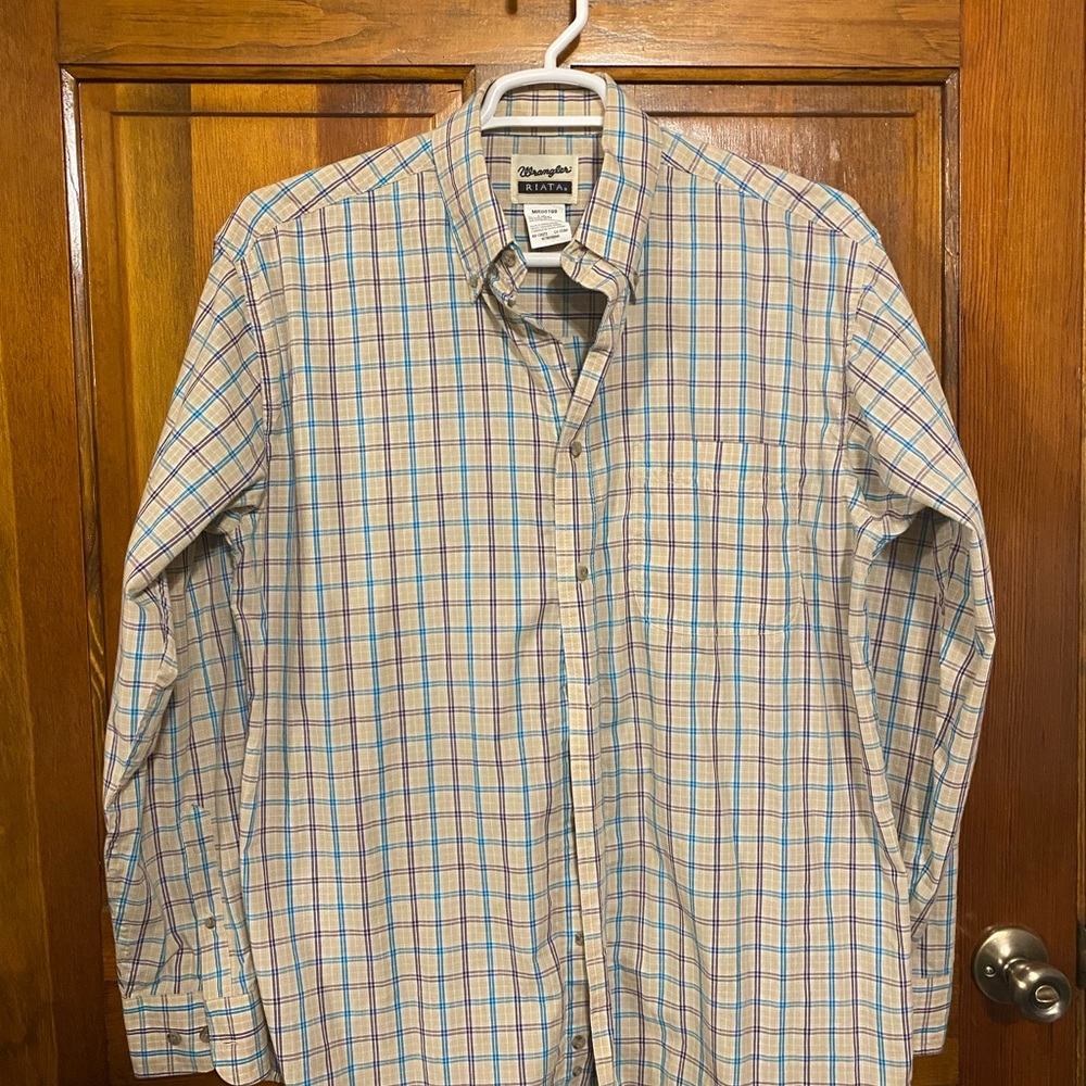 Wrangler Men's Multicolor Plaid Button Down Shirt